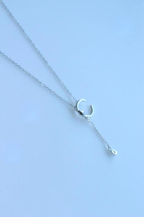 Uzak Şehir C Harfli Çelik Alya Kolye Kararmaz Renk Atmaz