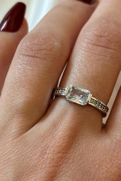 Yeni Sezon Baget Tek Taş Tasarım Ayarlanabilir Kadın Yüzük