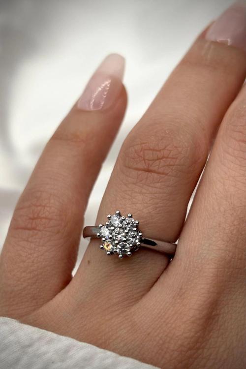 Premium Seri Çiçek Buketi Tasarım Çoklu Minimal Zirkon Taşlı Tek Taş Ayarlanabilir Kadın Yüzük