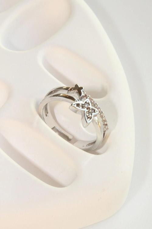 Özel Tasarım Kelebek Model İkili İnce Yarım Tur Zirkon Taşlı Ayarlanabilir Kadın Yüzük