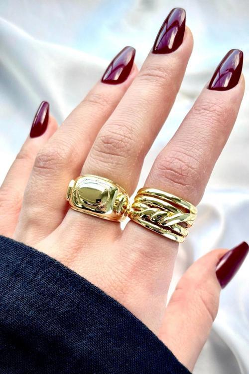 Premium Seri Braids Tasarım Cilalı Ayarlanabilir Kadın Yüzük