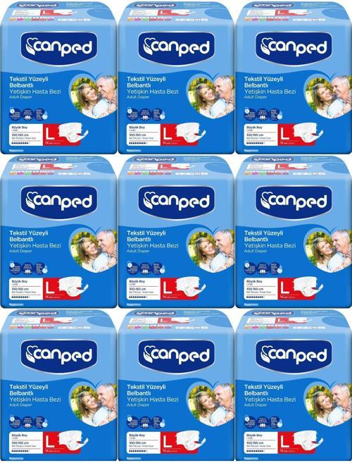 Hasta Bezi Yetişkin Bel Bantlı Tekstil Yüzey L - Büyük - Large 126 Adet (9PK*14)