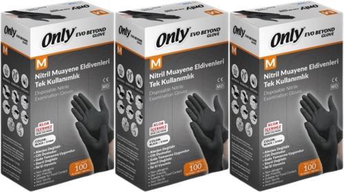Evo Beyond Glove Nitril Siyah Pudrasız Muayene Eldiveni 300 Lü Set M - Medium - Orta (3PK*100)