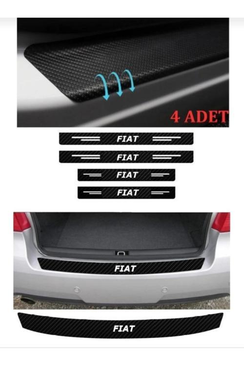 Fiat İçin Uyumlu Aksesuar Oto Kapı Eşiği Sticker Karbon 4 Adet