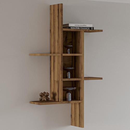 Madagaskar Duvar Rafı – Asimetrik Tasarım, Duvara Monte Dekoratif Kitaplık