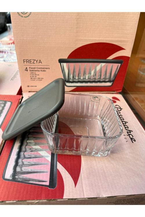 freyza kapaklı cam saklama kabı 4 lü kahvaltılık 530236