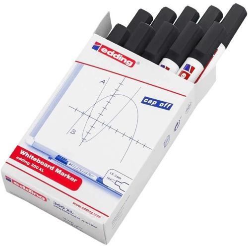 360 XL Whiteboard Marker Doldurulabilir Yazı Tahtası Kalemi 10'lu Kutu Siyah