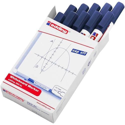 360 XL Whiteboard Marker Doldurulabilir Yazı Tahtası Kalemi 10'lu Kutu Mavi