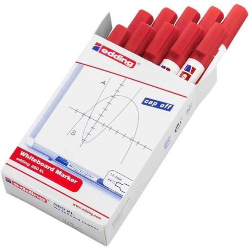 360 XL Whiteboard Marker Doldurulabilir Yazı Tahtası Kalemi 10'lu Kutu Kırmızı