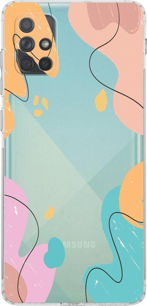 Samsung Galaxy A71 Kamera Korumalı Kapak Karışık Renkler Tasarımlı Şeffaf Kılıf