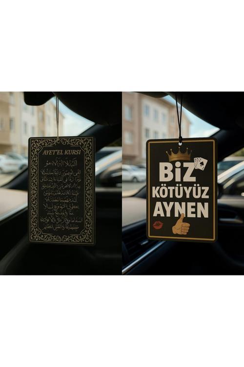 Ayetel Kürsi Ve Biz Kötüyüz Aynen - İkili Oto Kokusu - Dekoratif Araç Kokusu Ve Aksesuarı