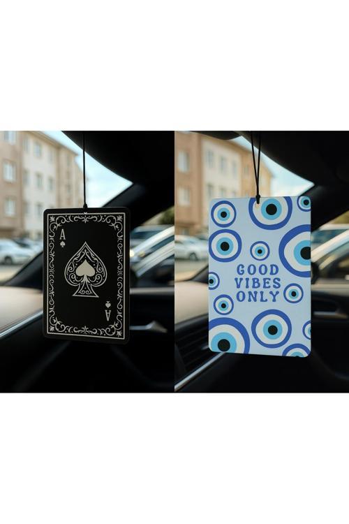 Maça As Ve Nazar Boncuğu - İkili Oto Kokusu - Dekoratif Araç Kokusu Ve Aksesuarı