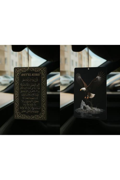 Ayetel Kürsi Ve Kartal - İkili Oto Kokusu - Dekoratif Araç Kokusu Ve Aksesuarı