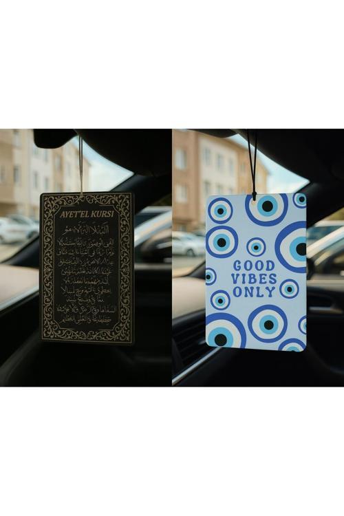 Ayetel Kürsi Ve Nazar Boncuğu - İkili Oto Kokusu - Dekoratif Araç Kokusu Ve Aksesuarı