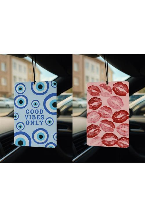 Nazar Boncuğu Ve Öpücük - İkili Oto Kokusu - Dekoratif Araç Kokusu Ve Aksesuarı