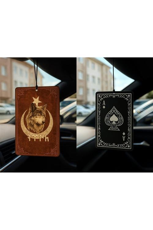 Göktürk Türk Kurt Ve Maça As - İkili Oto Kokusu - Dekoratif Araç Kokusu Ve Aksesuarı