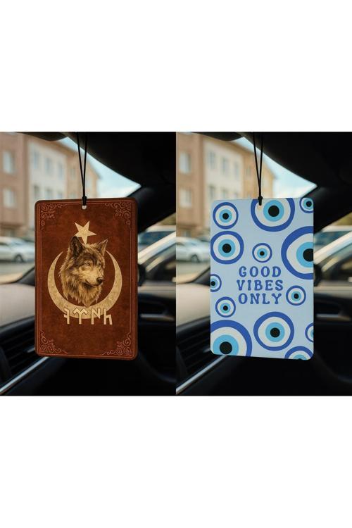 Göktürk Türk Kurt Ve Nazar Boncuğu - İkili Oto Kokusu - Dekoratif Araç Kokusu Ve Aksesuarı