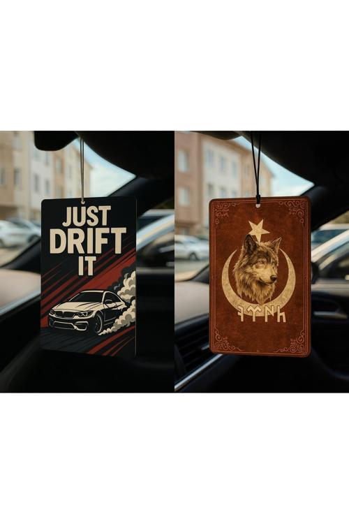 Just Drift It Ve Göktürk Türk Kurt - İkili Oto Kokusu - Dekoratif Araç Kokusu Ve Aksesuarı