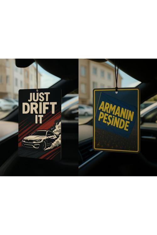 Just Drift It Ve Lacivert Armanın Peşinde - İkili Oto Kokusu - Dekoratif Araç Kokusu Ve Aksesuarı