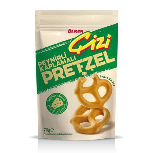 Çizi Peynir Kaplamalı & Baharatlı Pretzel Kraker 70 G X 18 ADET