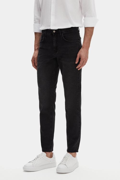 Comfort Fit Antrasit Düz Jean Kot Beş Cepli Yıkamalı Denim Pantolon