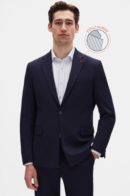 Twn Slim Fit Lacivert Fitilli Örme Takim Elbise