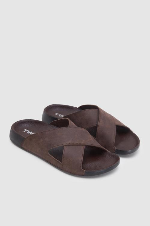 Twn Kahverengi Çapraz Bant Terlik