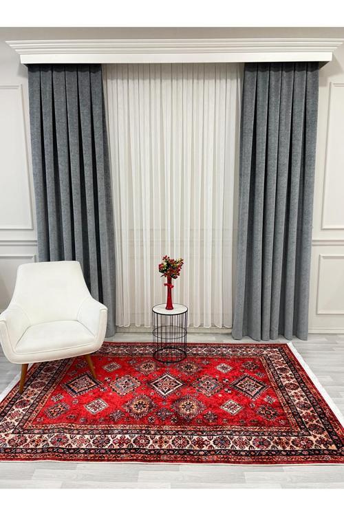 Kilim Motifli Saçaklı Klasik Kaymaz Taban Halı