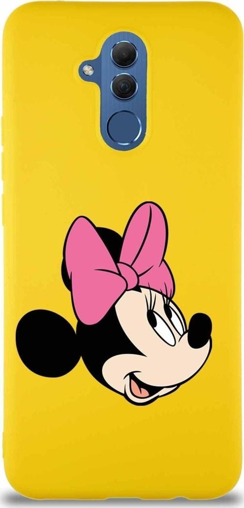 Huawei Mate 20 Lite Soft Premier Kapak Minnie Mouse-A Tasarımlı Silikon Kılıf - Sarı