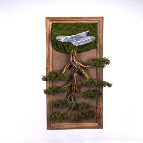 Bonsai Tableau Magnus-4T - Masif Ahşap Çerçeveli 3 Boyutlu Yapay Ağaç Tablosu 50x100 cm