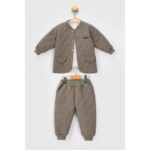 CEP DETAYLI KAPİTONE ÜÇLÜ ALT ÜST TAKIM - Haki - 12 Ay Haki