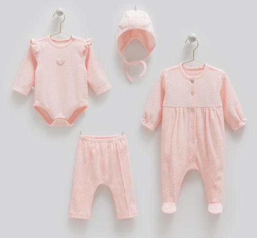TINY LACE 4LÜ TAKIM - CARAMELL  - ZK1912 - Pembe - 1 - 3 Ay - ZK1912-Pembe-1 - 3 Ay Pembe