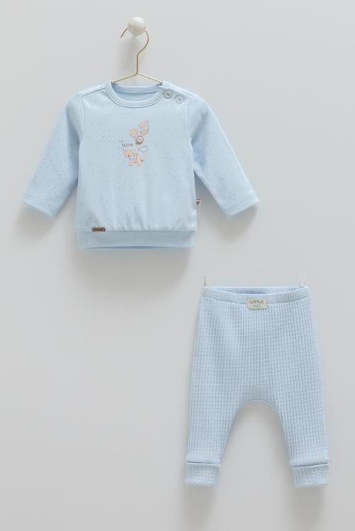 SOFT COLOUR FLYING NAKIŞLI ALT ÜST TAKIM - CARAMELL  - TKU1590 - Mavi - 6 - 9 Ay - TKU1590-Mavi-6 - 9 Ay Mavi