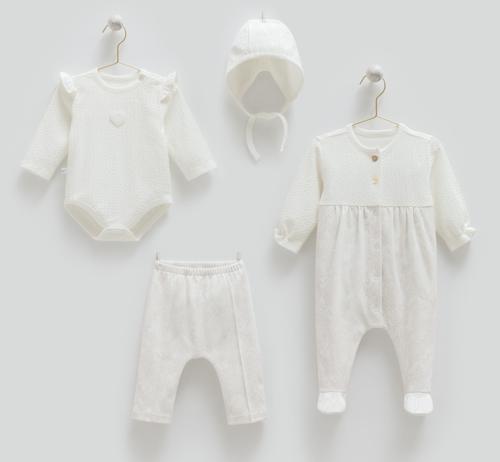 TINY LACE 4LÜ TAKIM - CARAMELL  - ZK1912 - Ekru - 1 - 3 Ay - ZK1912-Ekru-1 - 3 Ay Ekru