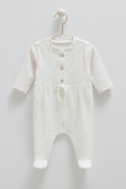 TINY LACE DÜĞMELİ TULUM - CARAMELL  - TK1888 - Ekru - 3 - 6 Ay - TK1888-Ekru-3 - 6 Ay Ekru