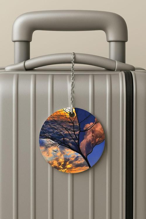 Pleksi Zincirli Bavul Etiketi Seyahat Tatil İçin Tasarım Valiz Etiketi Doğa Ayna