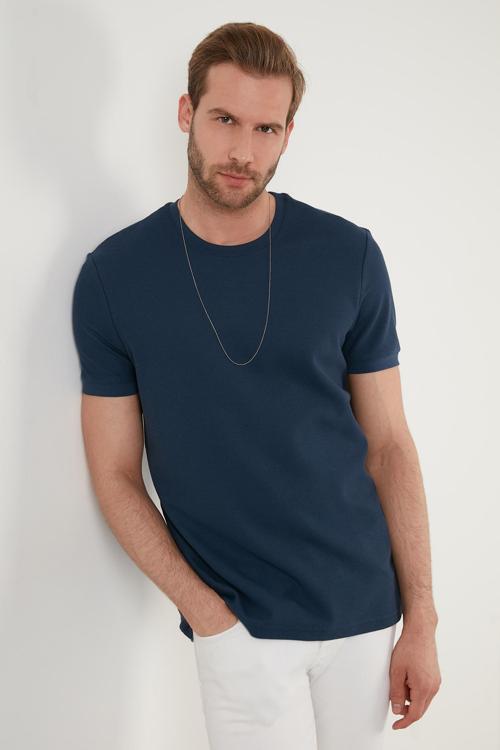 Pamuklu Regular Fit Bisiklet Yaka Basic Erkek T Shirt 5902387 İNDİGO