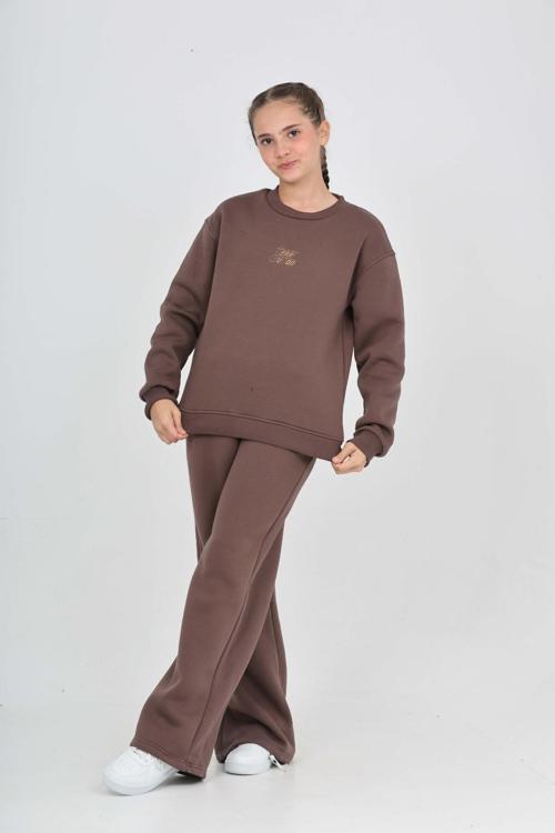 Toontoy Kız Çocuk Tonsürton Nakışlı Eşofman Takım