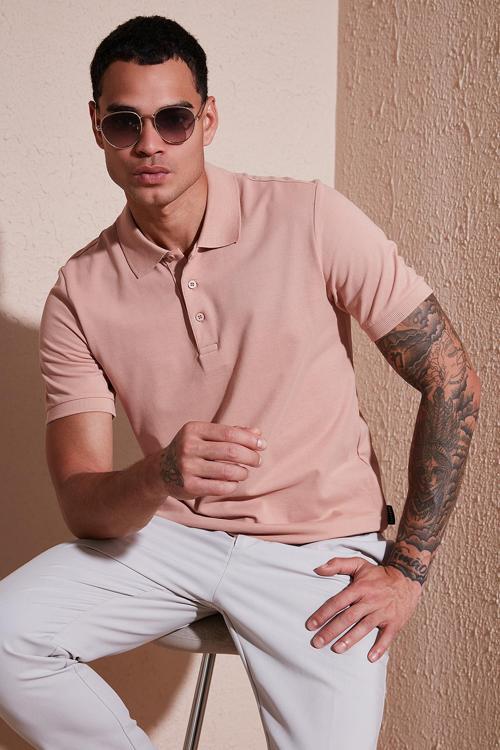 Pamuklu Regular Fit Düğmeli Erkek Polo Yaka T Shirt 5902127 PUDRA