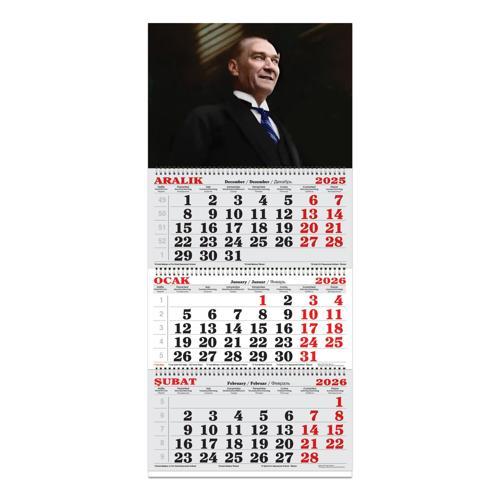 Keskin 2026-3 Aylık Spiralli Jumbo Denizci Takvim-Atatürk 2