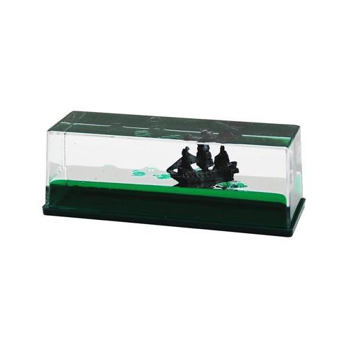 Yeşil Su   Dikdörtgen Mika  Yüzen Batmayan Gemi  Dekoratif Biblo Akvaryum   4.5x14.5x5.3cm