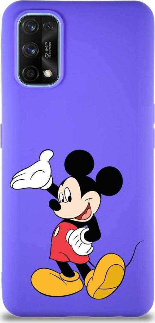 Realme 7 Pro Soft Premier Kapak Mickey Mouse-C Tasarımlı Silikon Kılıf - Mor