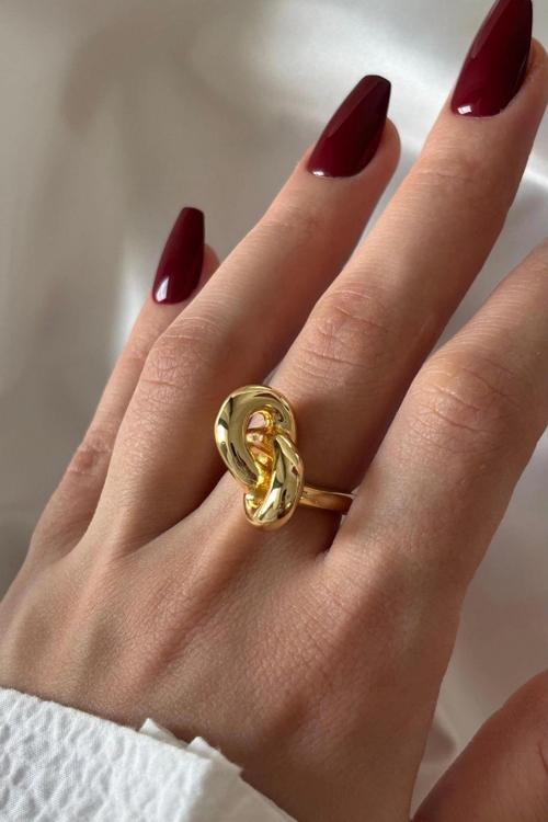 Yeni Seri Cilalı Ünlü Model Düğüm Tasarım Günlük Ayarlanabilir Kadın Yüzük