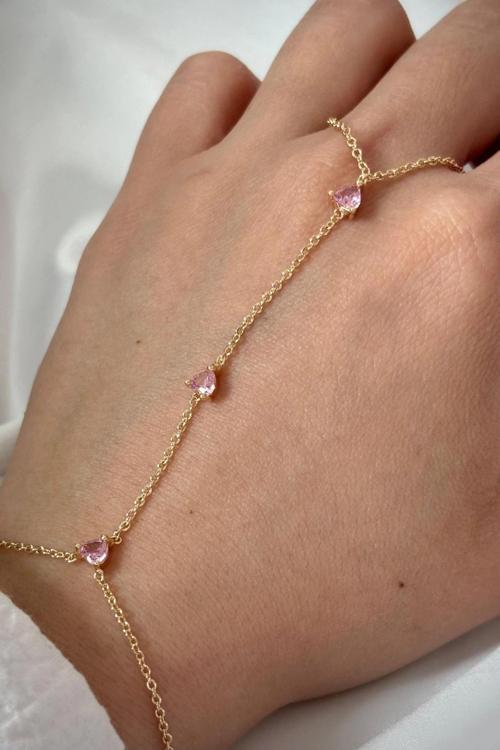 Pembe Zirkon Taşlı Tasarım Kadın ŞAHMERAN