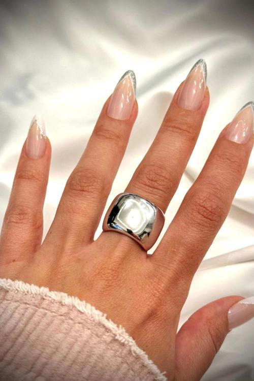 Özel Seri İthal Cilalı Kalın Ayna Model Bombe Tasarım Ayarlanabilir Kadın Yüzük