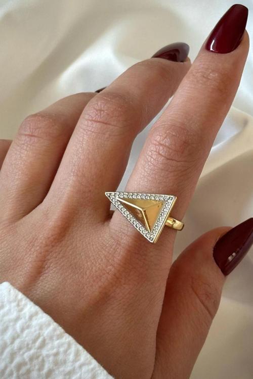 VIP %100 İthal Pyramid Tasarım Ayarlanabilir Kararmaz Garantili Kadın Çelik Yüzük