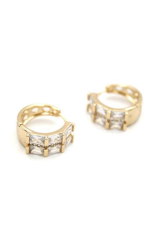 Taşlı Halka Küpe - Altın