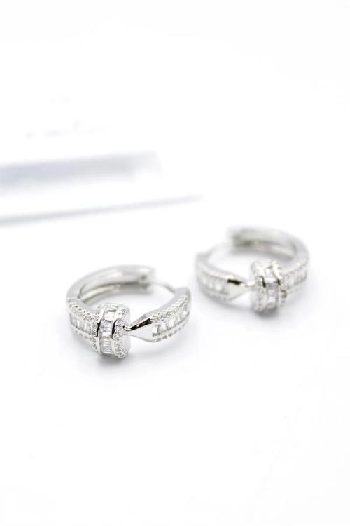 Taşlı Çivi Küpe - Gümüş