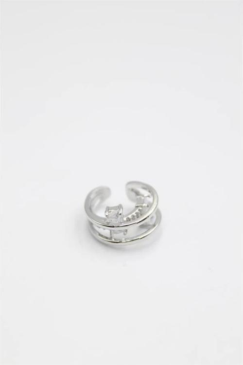 Taşlı Kıkırdak Küpe - Gümüş