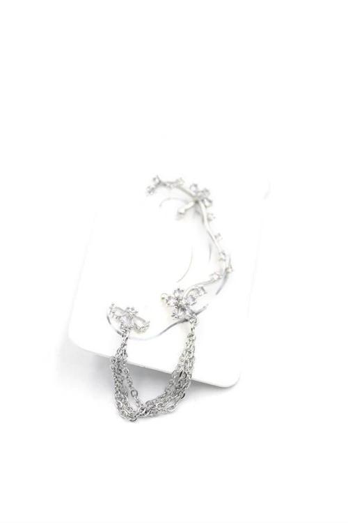 Taşlı Kıkırdak Küpe - Gümüş